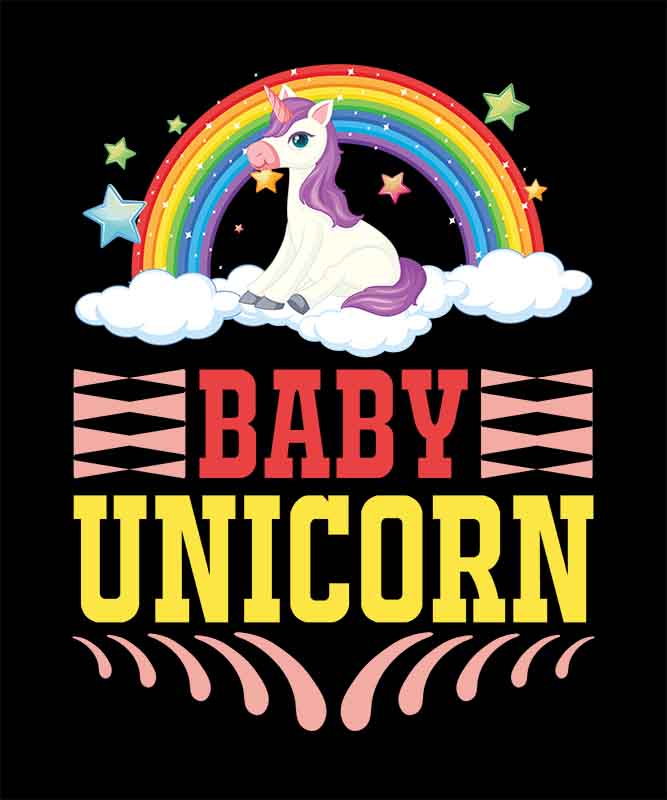 Grafika na koszulkę: Baby Unicorn – Jednorożec na Tęczy