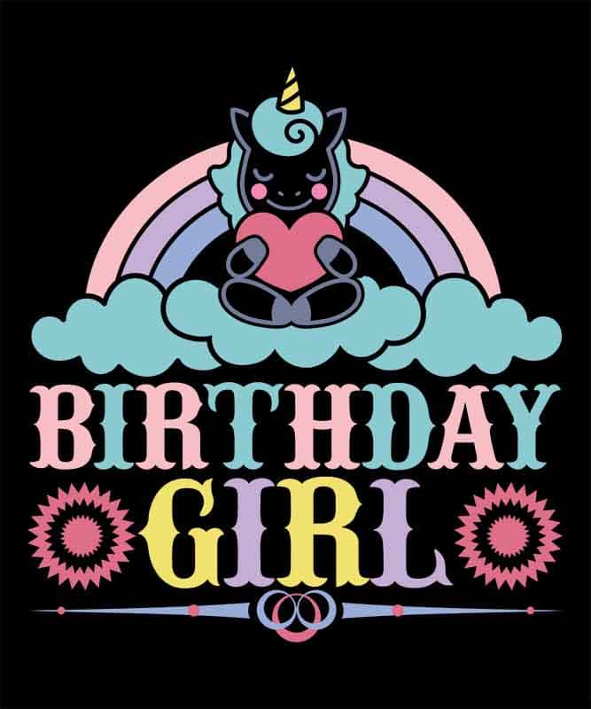 Grafika na koszulkę: Birthday Girl – Urodzinowy Jednorożec z Tęczą