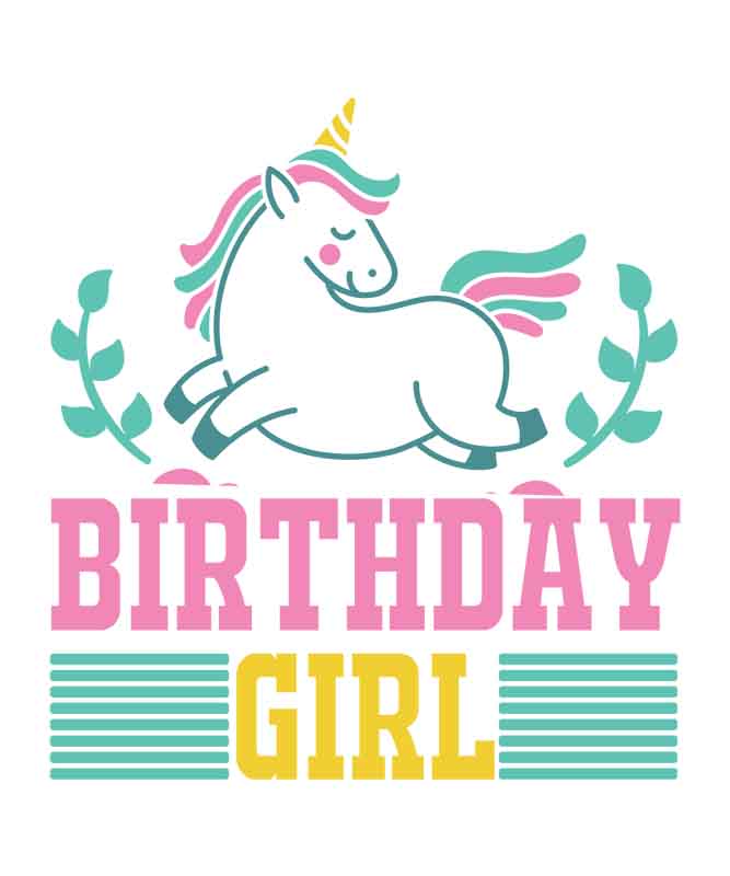 Grafika na koszulkę: Birthday Girl – Skaczący Jednorożec na Urodziny