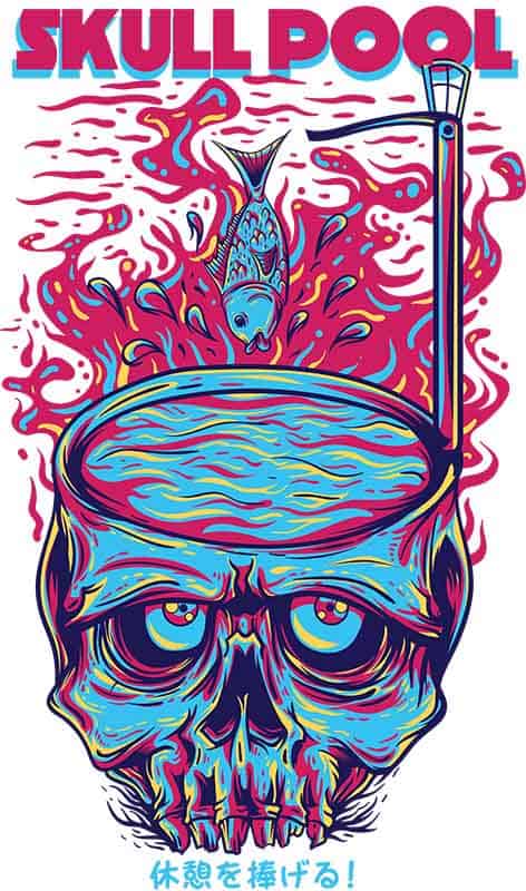 Grafika na koszulkę "Skull Pool" - mroczny, surrealistyczny design