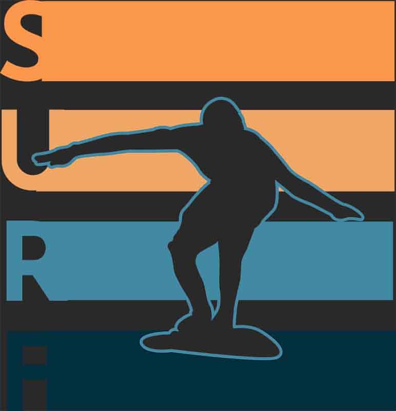 Grafika na koszulkę - Surf, dynamiczny surfer, retro kolory, minimalistyczny design
