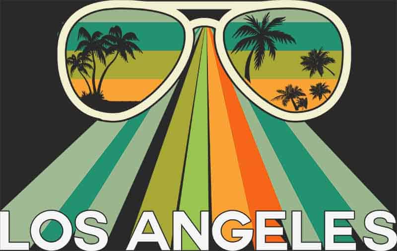 Grafika na koszulkę - Los Angeles, palmy, okulary przeciwsłoneczne, retro styl