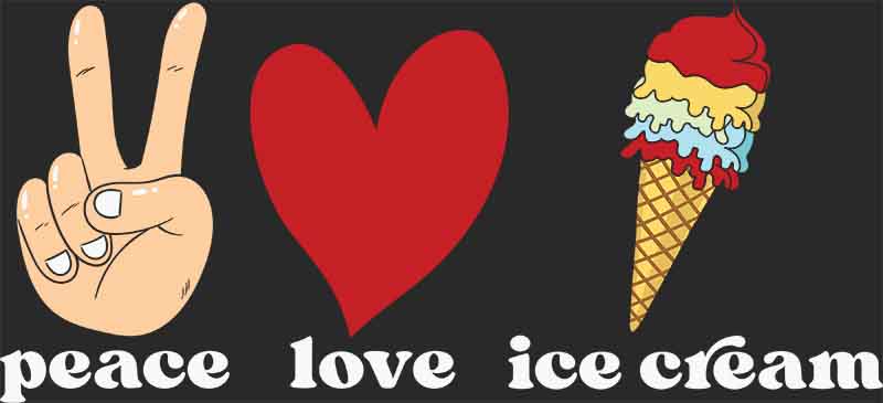 Grafika na koszulkę - "Peace, Love, Ice Cream" - Symbolika Miłości i Lodów