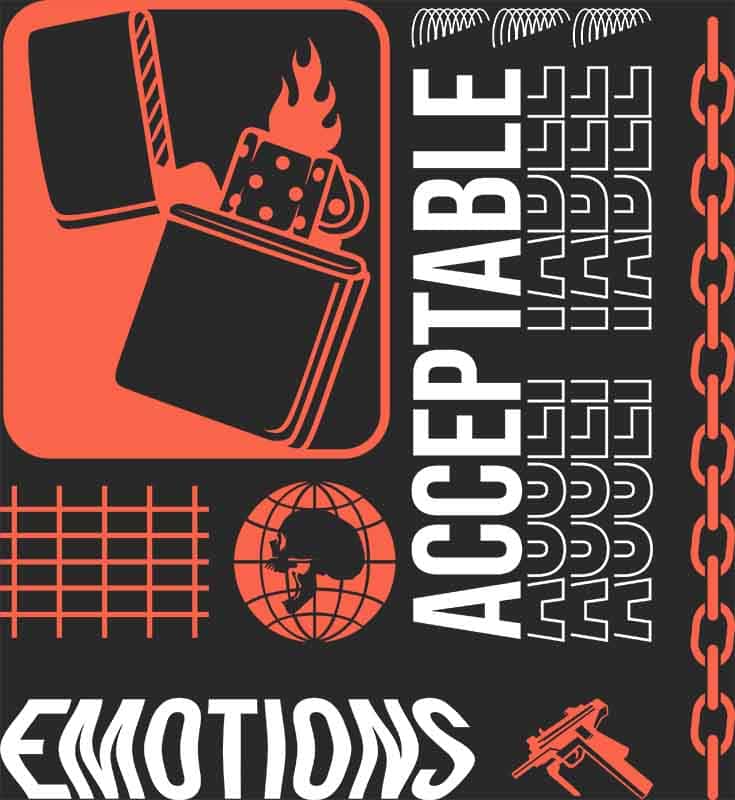 Grafika na koszulkę „Acceptable Emotions” – Artystyczny i buntowniczy design