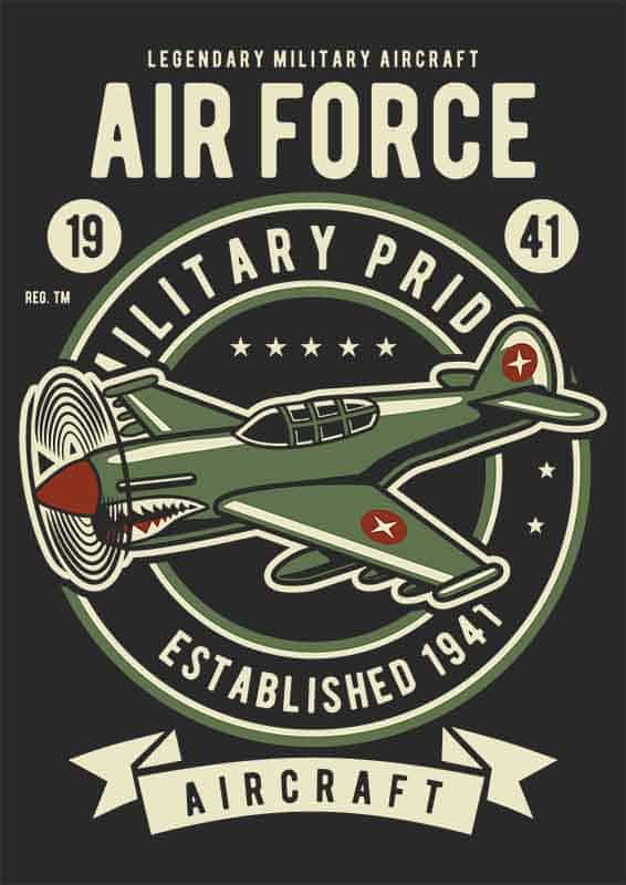 Grafika na koszulkę „Air Force Military Pride” – Dla fanów lotnictwa wojskowego