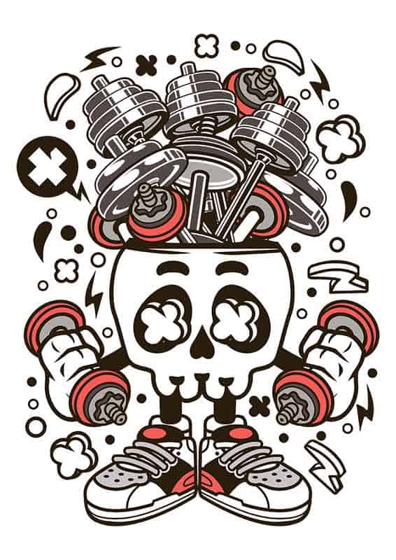 Grafika na koszulkę – Barbell Skull, czaszka z hantlami