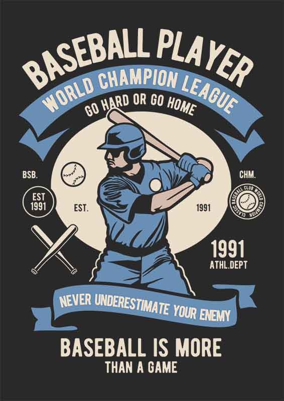 Grafika na koszulkę – Baseball Player, World Champion League