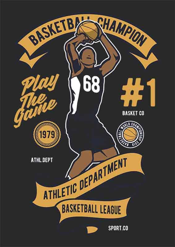 Grafika na koszulkę – Basketball Champion, sportowy motyw