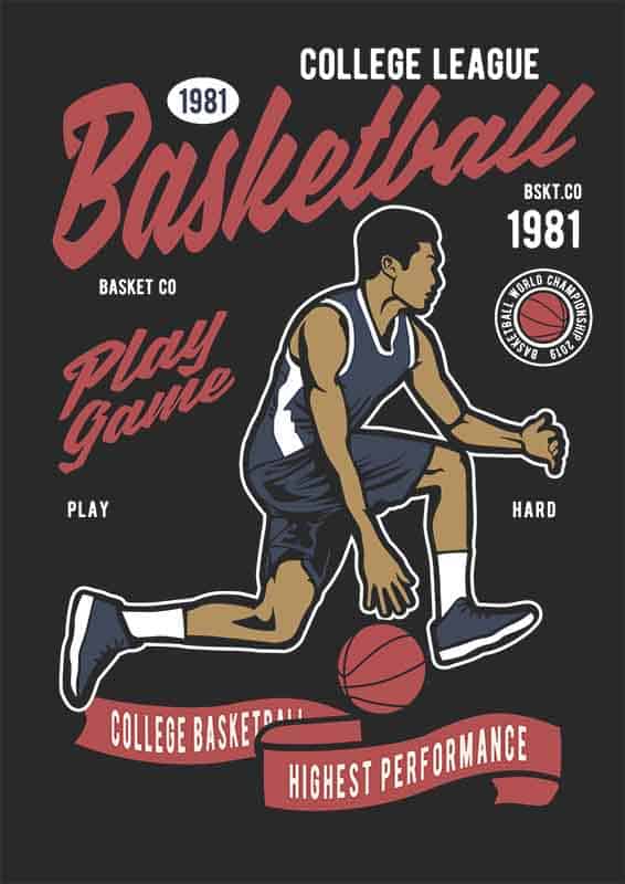 Grafika na koszulkę – College Basketball League, sportowy motyw