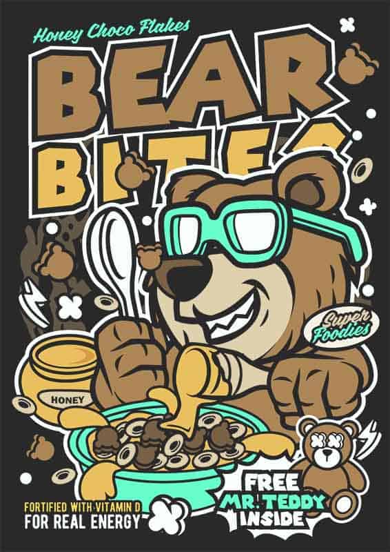 Grafika na koszulkę – Bear Bites, zabawny motyw z niedźwiedziem