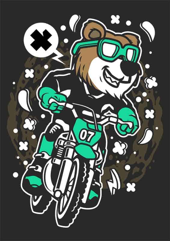 Grafika na koszulkę – Bear Motocross Rider, niedźwiedź na motocyklu