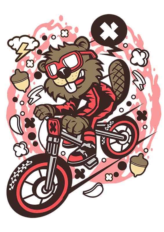 Grafika na koszulkę – Beaver Downhill, bóbr na rowerze