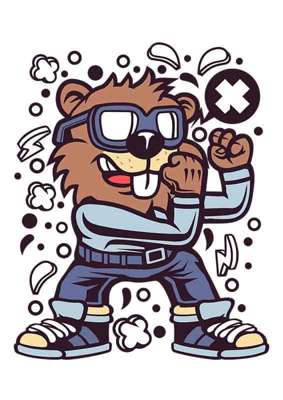 Grafika na koszulkę – Beaver Fighter, bóbr wojownik