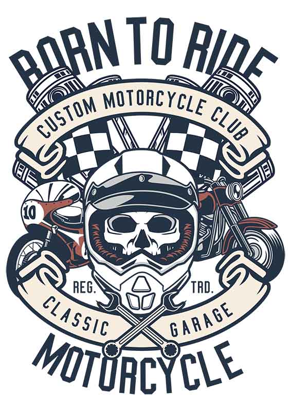 Grafika na koszulkę "Born to Ride" – Motocyklowy Klub