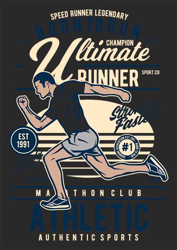 Grafika na koszulkę "Born to Run" – Biegacz