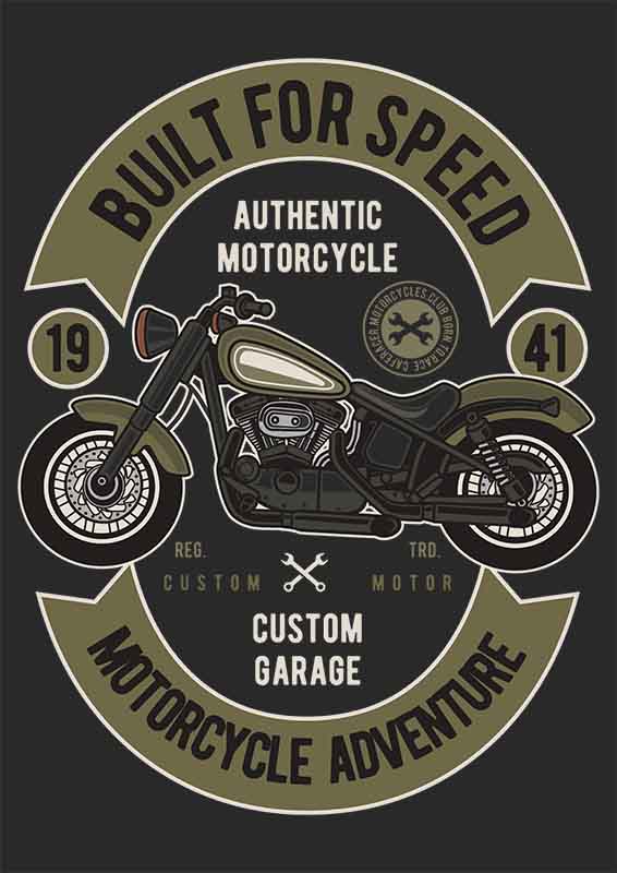 Grafika na koszulkę "Built for Speed" – Motocyklowa Przygoda