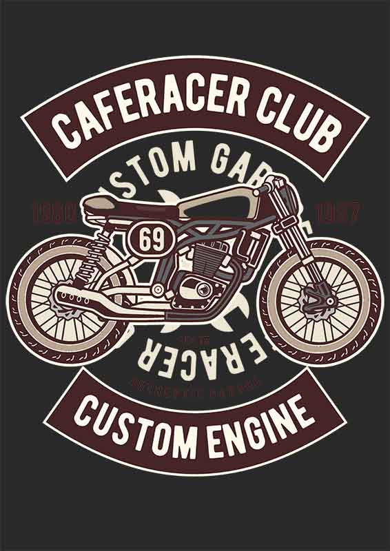 Grafika na koszulkę "Caferacer Club" – Customowy motocykl