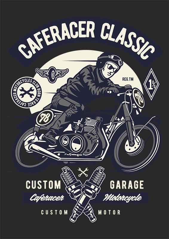 Grafika na koszulkę "Caferacer Classic" – Klasyczny motocykl