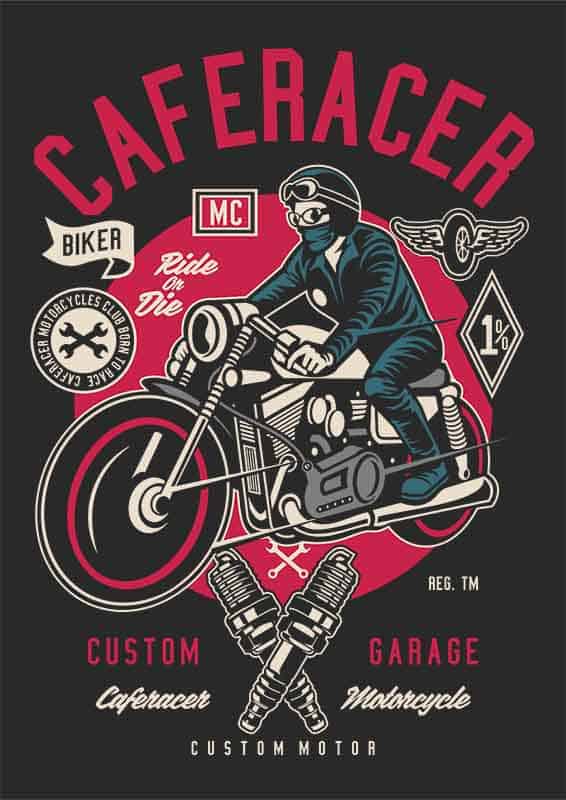 Grafika na koszulkę "Caferacer" – Stylowy motocykl