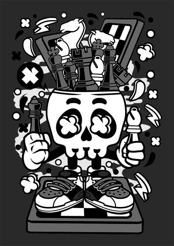 Grafika na koszulkę - Szachowa Czaszka, humor, kreatywny design, szachy