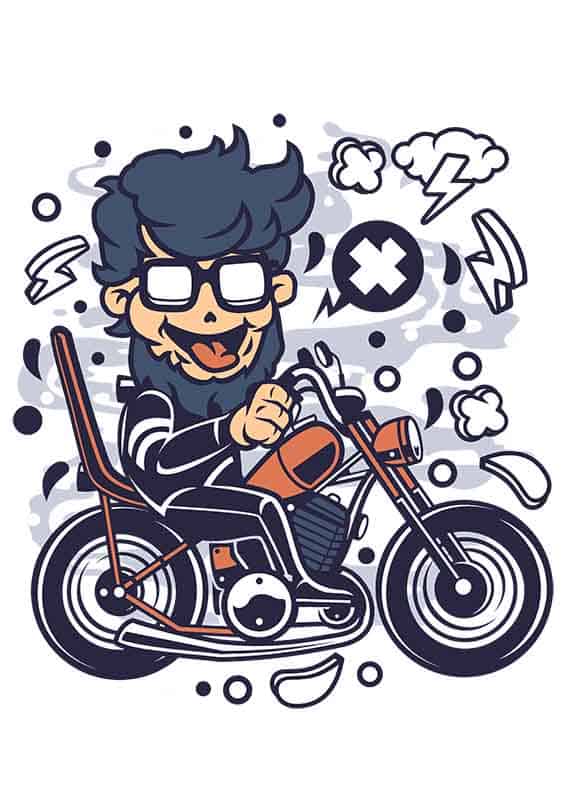 Grafika na koszulkę - Hipster na Chopperze, humor, motocyklowy styl