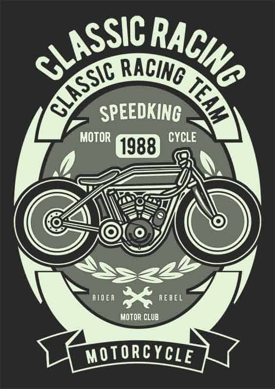 Grafika na koszulkę - Classic Racing, motocykl vintage, styl retro, rok 1988