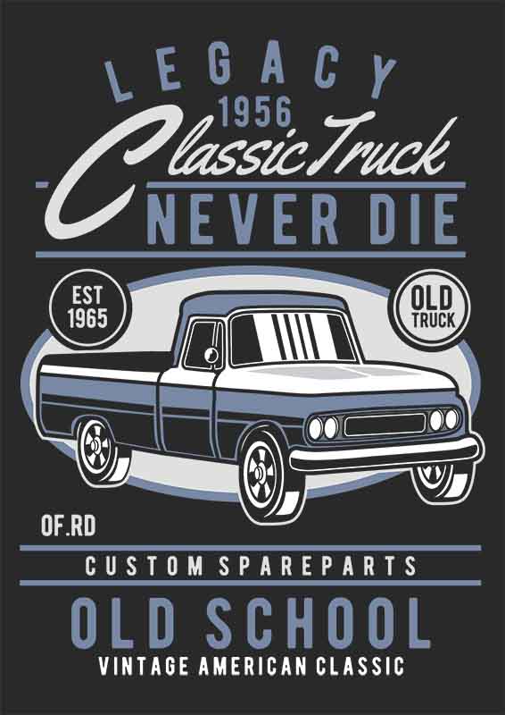 Grafika na koszulkę - Classic Truck 1956, styl vintage, old school truck
