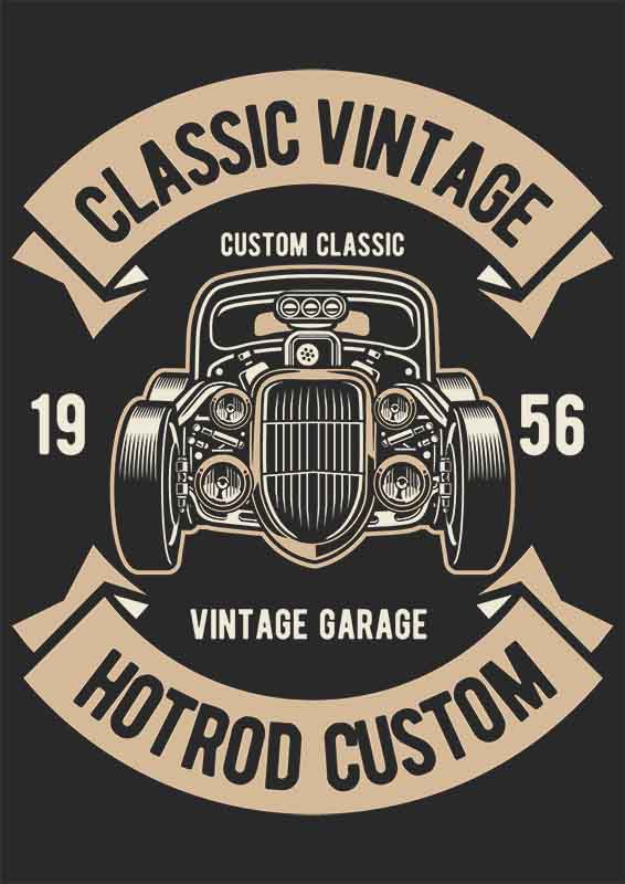 Grafika na koszulkę - Classic Vintage Hotrod Custom 1956, styl retro, garaż customowy