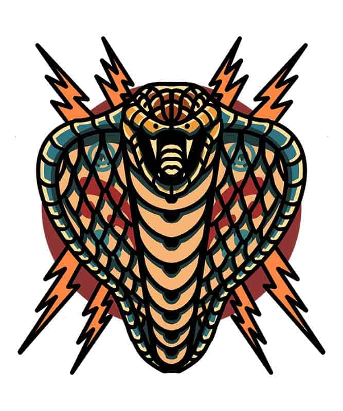 Grafika na koszulkę - Cobra and Thunder, węże i pioruny, dynamiczny design