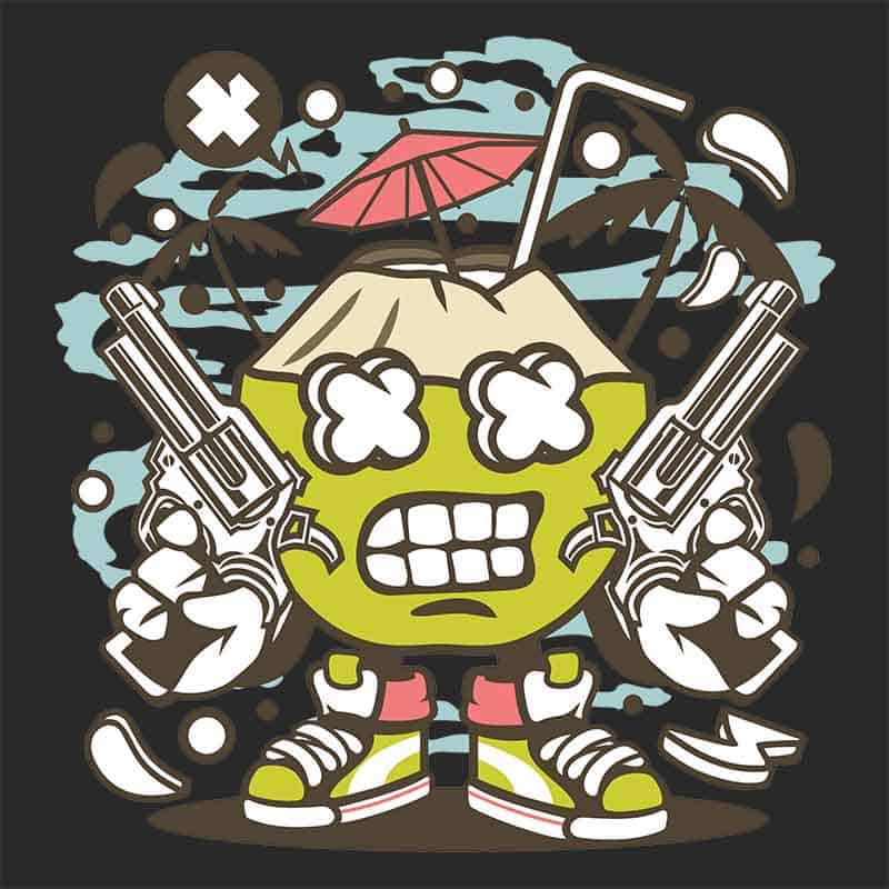 Grafika na koszulkę - Coconut Killer, zabawny kokos, tropikalny gangster