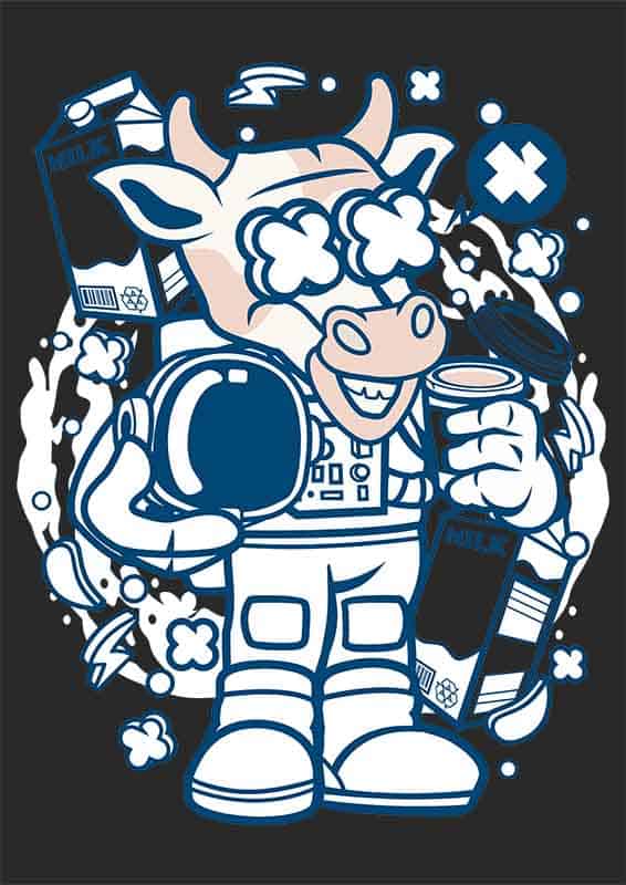 Grafika na koszulkę - Cow Astronaut, krowa astronauta, zabawny kosmiczny design