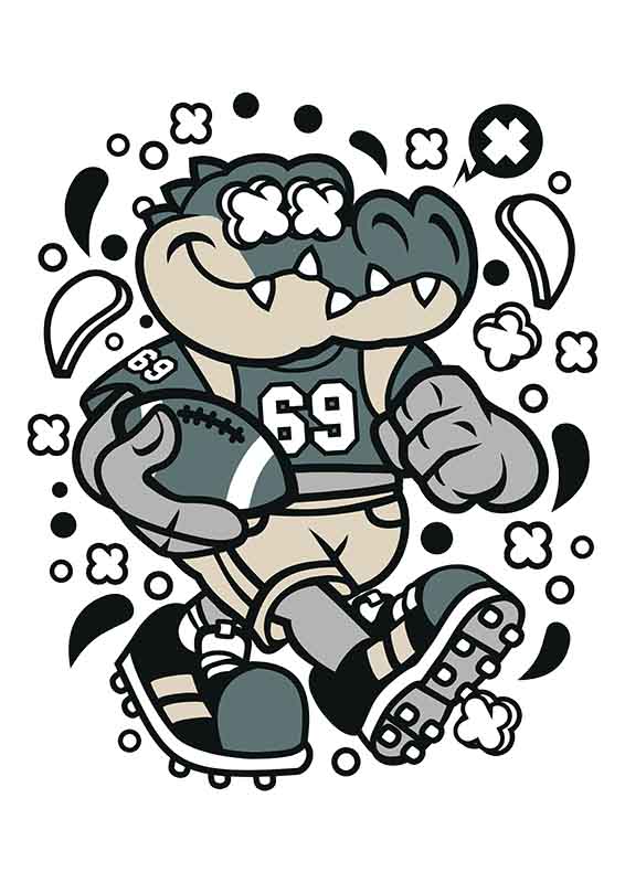 Grafika na koszulkę - Krokodyl Football, zabawny sportowy motyw