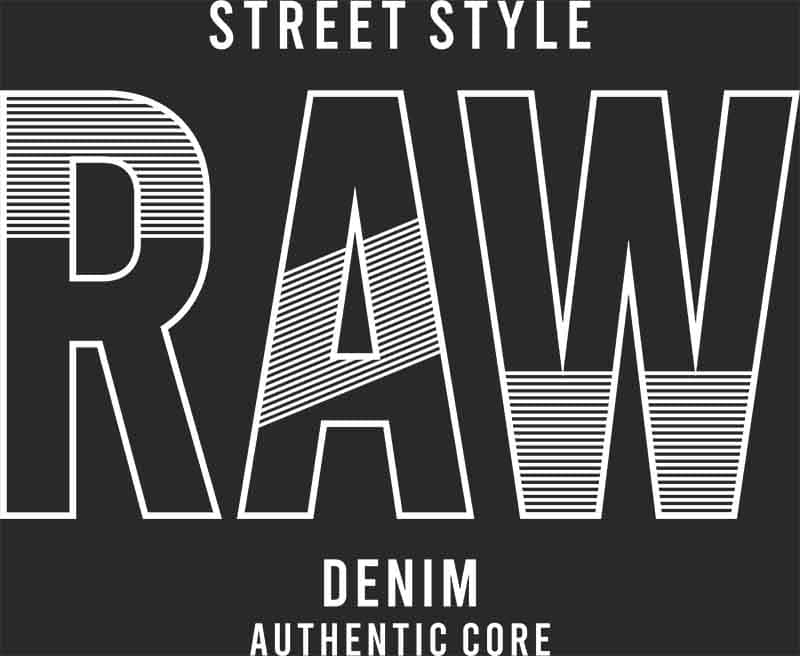 Grafika na koszulkę - RAW Denim, styl uliczny, minimalistyczny design