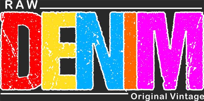 Grafika na koszulkę - RAW Denim, kolorowy styl vintage, oryginalny design