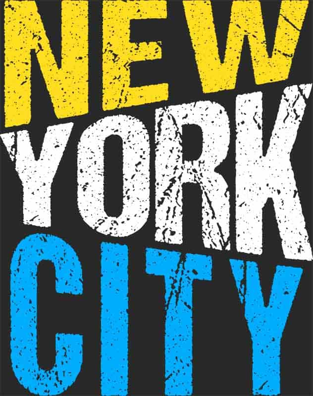 Grafika na koszulkę - New York City, tekstura retro, duży napis