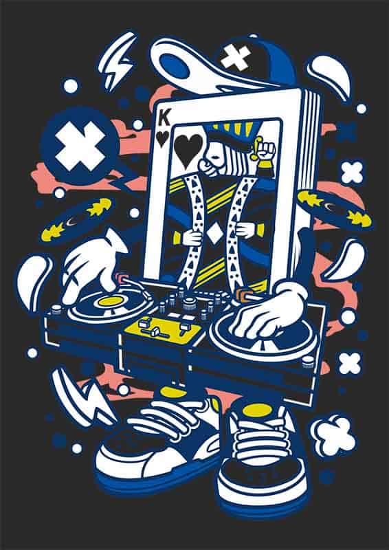 Grafika na koszulkę - DJ King Card, Muzyczna Królowa Kart