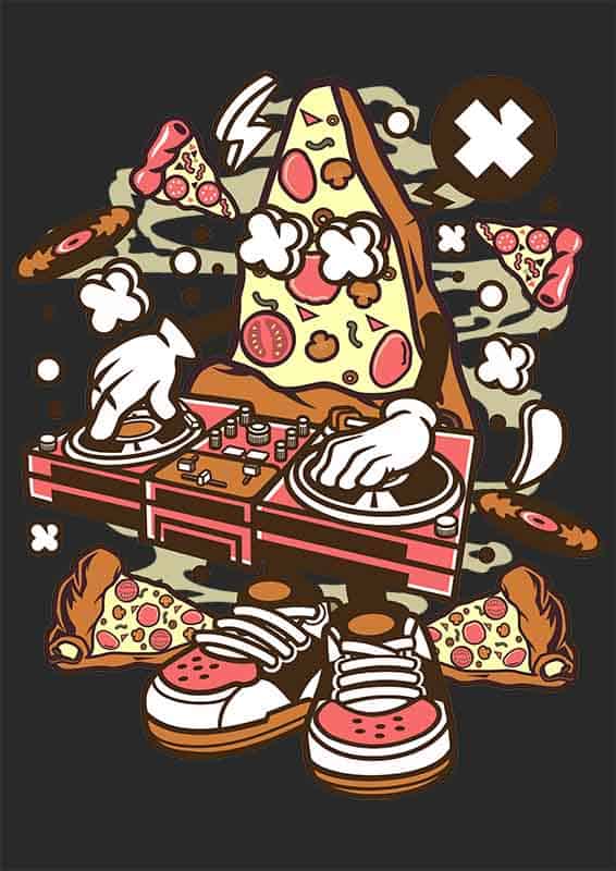 Grafika na koszulkę - DJ Pizza, Muzyczna Impreza z Kawałkiem Pizzy