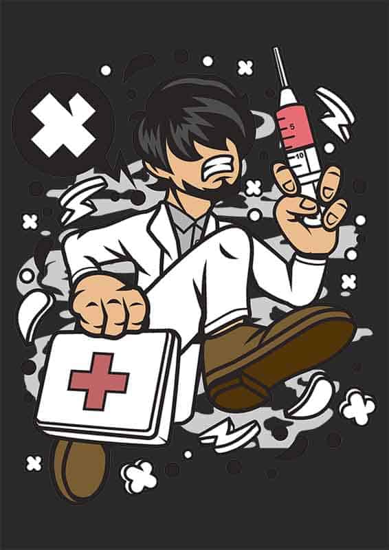 Grafika na koszulkę - Doctor Running, Zastrzyk na Biegu