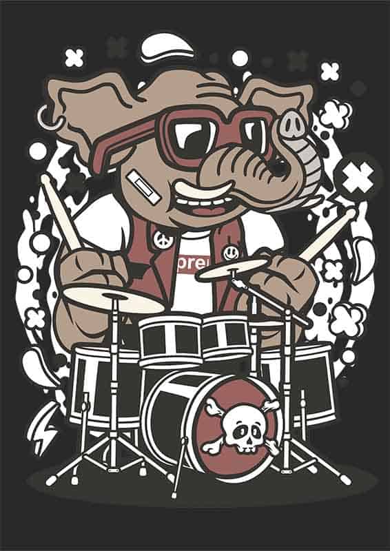 Grafika na koszulkę - Elephant Drummer, Muzyczna Słoniowa Energia