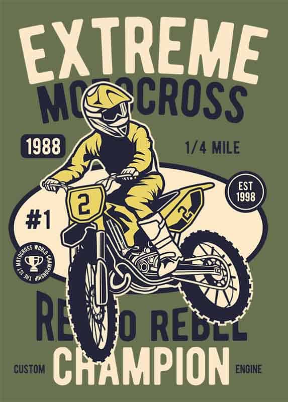 Grafika na koszulkę - Extreme Motocross, Retro Rebel Champion