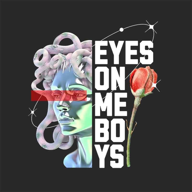 Grafika na koszulkę - Eyes On Me Boys, Meduza i Róża