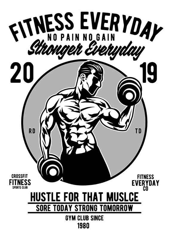 Grafika na koszulkę Fitness Everyday - Siła, Trening, Motywacja