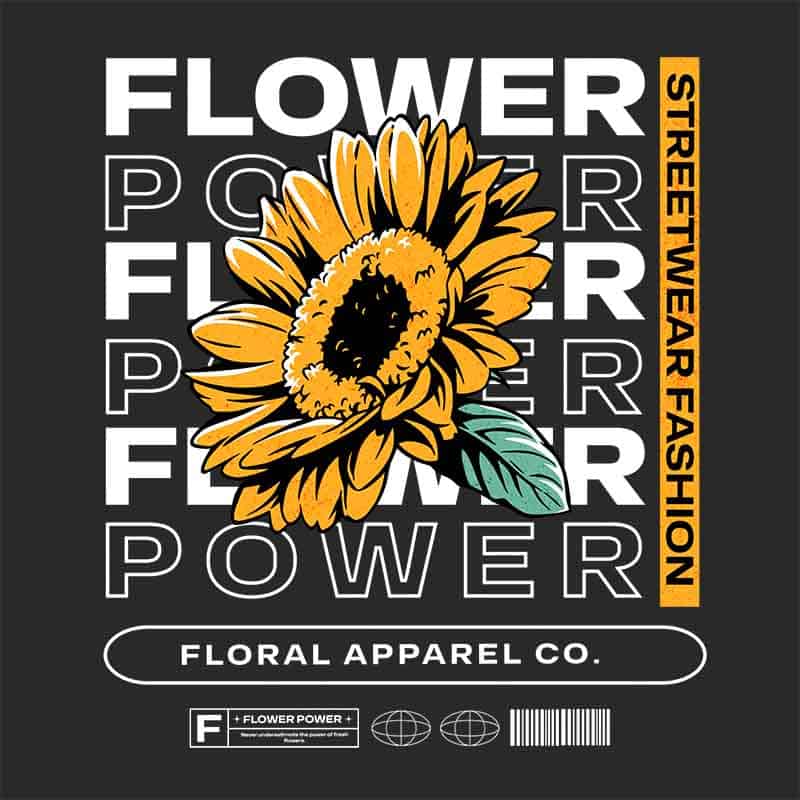Grafika na koszulkę Flower Power - Streetwear, Moda, Słonecznik