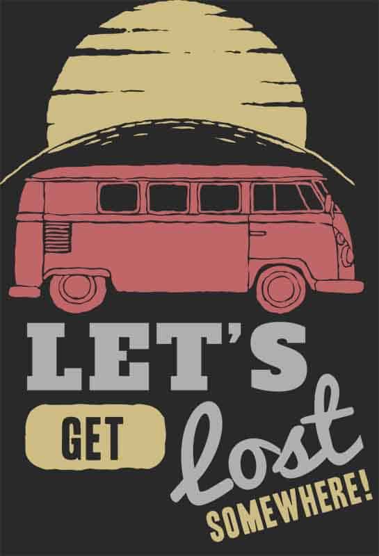 Grafika na koszulkę Let's Get Lost - Van Life, Podróżowanie, Przygoda