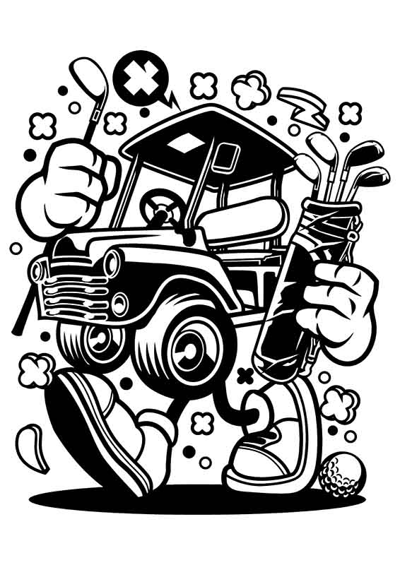 Grafika na koszulkę Golf Cart - Komiksowy Styl, Sport i Zabawny Design