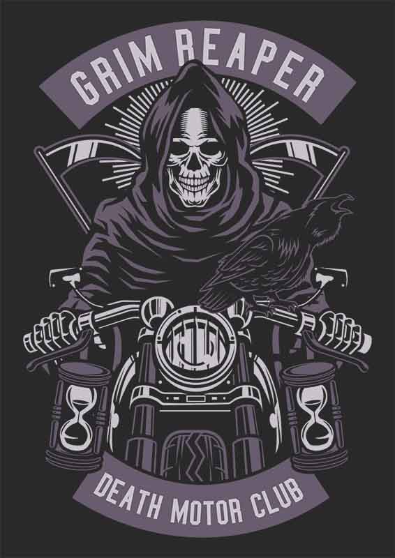 Grafika na koszulkę Grim Reaper Motorcycle - Klub Motocyklowy Śmierci