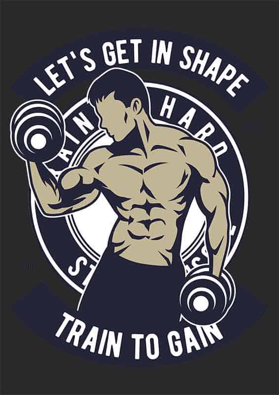 Grafika na koszulkę Let's Get in Shape - Trenuj, aby Zyskać, Fitness i Siłownia