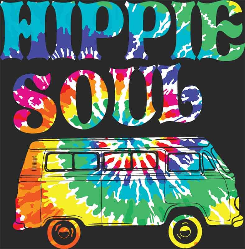 Grafika na koszulkę Hippie Soul - Tie-Dye Van, Kolorowy Styl Hippie