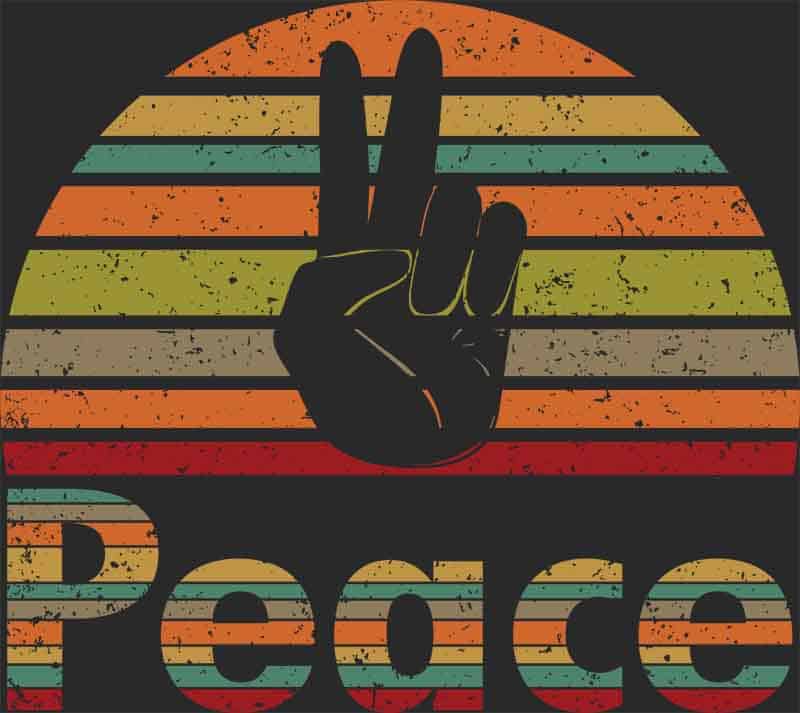 Grafika na koszulkę Retro Peace Sign - Styl Lata 60. i 70., Vintage