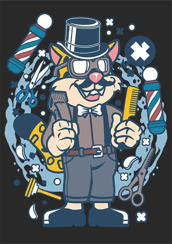 Grafika na koszulkę Hipster Barber Leopard - Wzór Barbershop